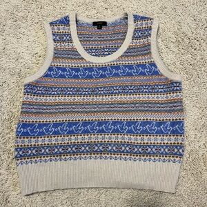 J.Crew Fair Isle Sweater Vest Blue Wool Blend Size M